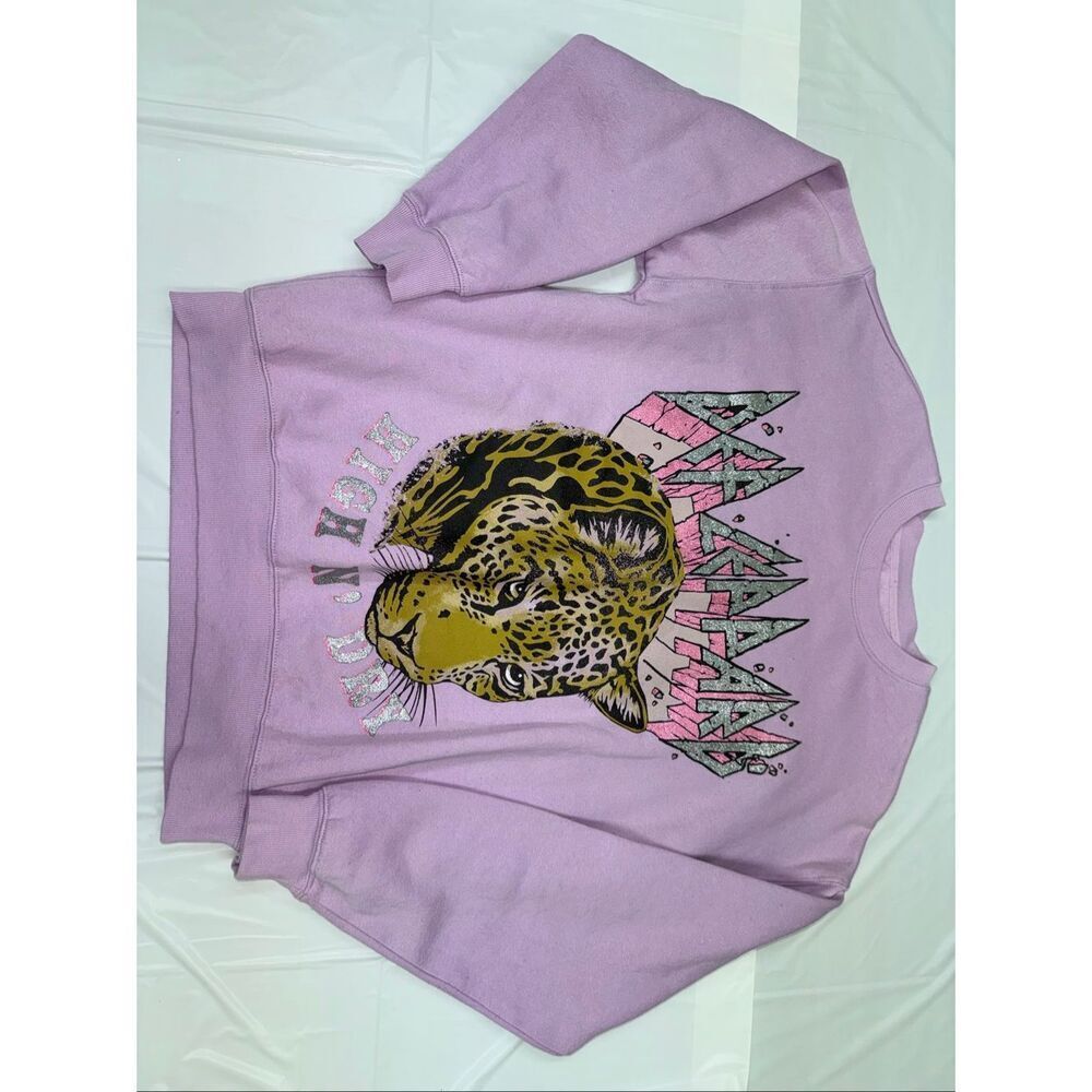 Def Leppard High N’ Dry Lavender Pullover Size Small